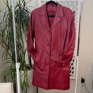 Red Leather Women's car Coat w removable liner!